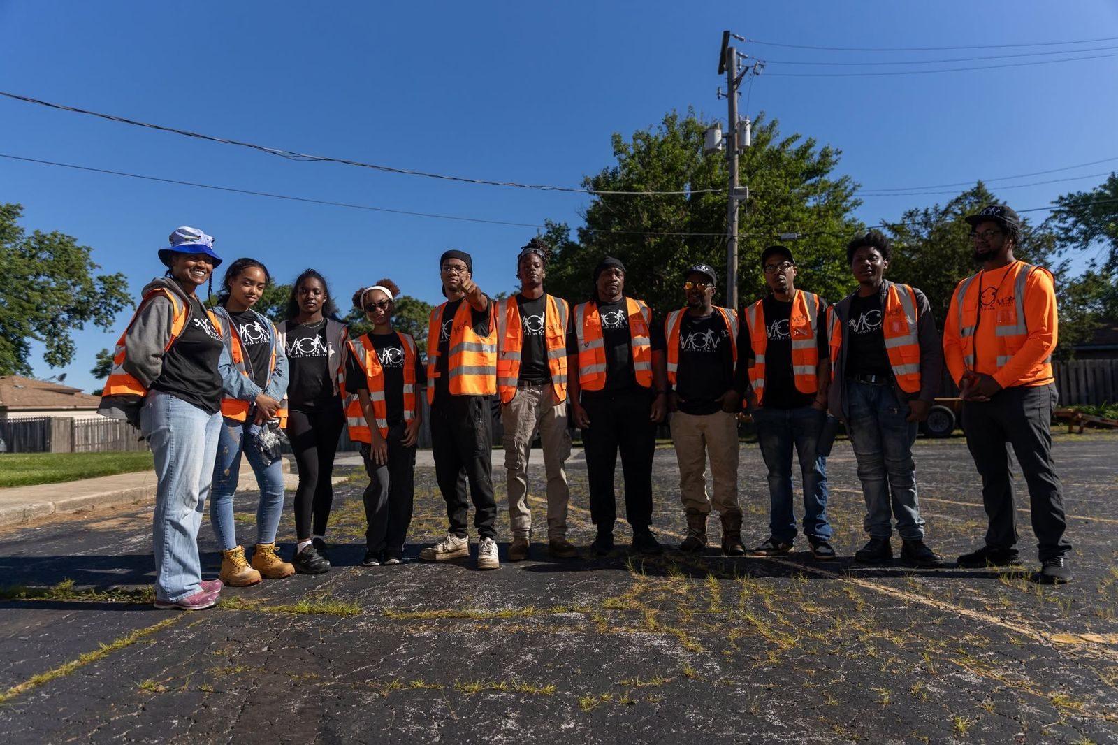 V.O.V work crew in safety vests